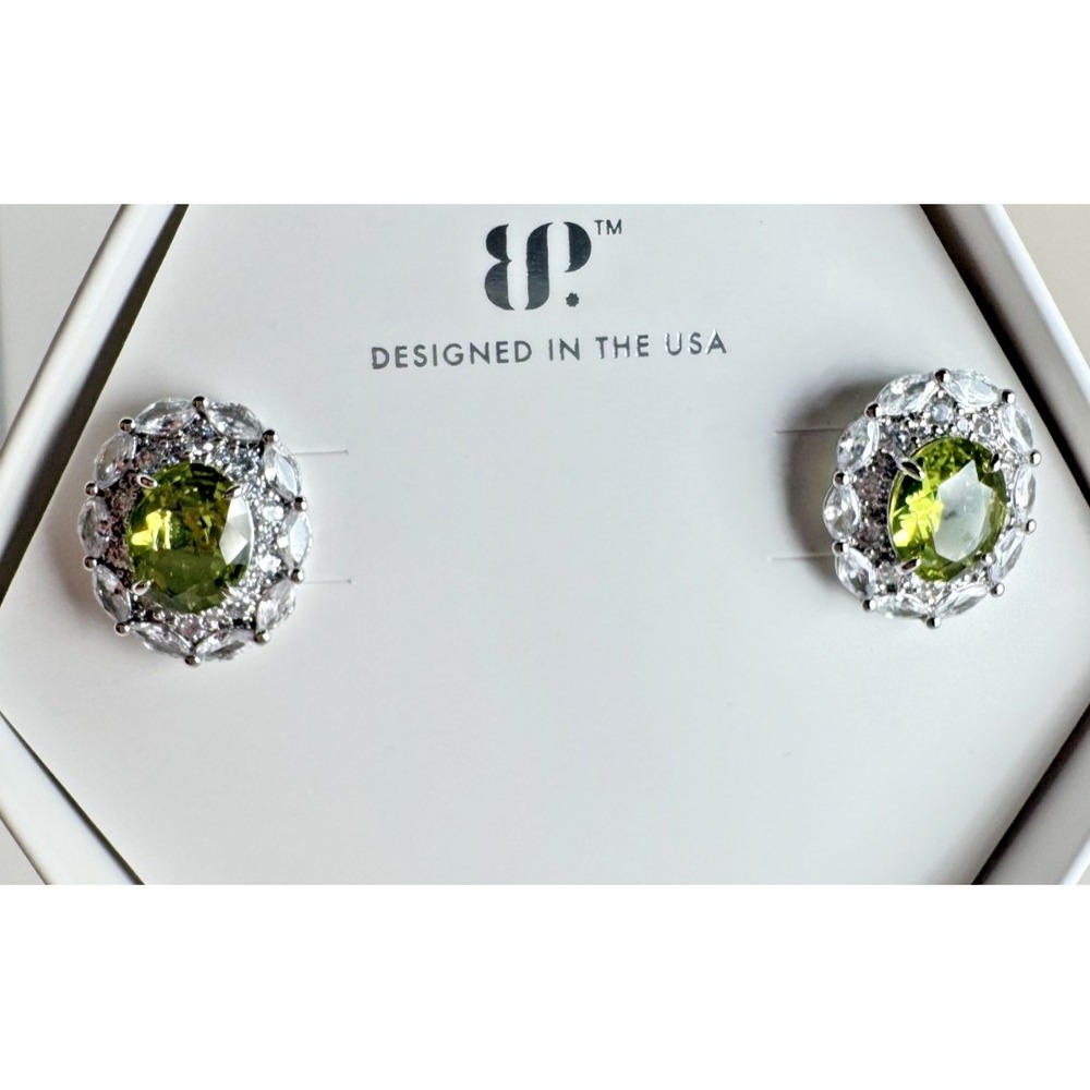 Bomb Party August 2025 Earring ER67605 Lush Forest Hues Peridot Rhodium Studs